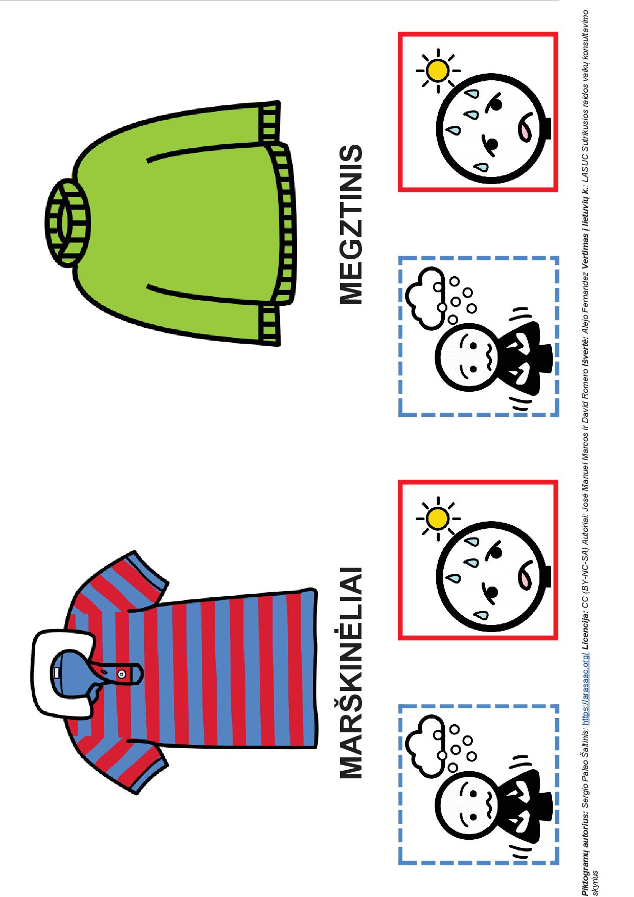 TEACH medžiaga - mokausi apsirengti, kai yra šalta/šilta.